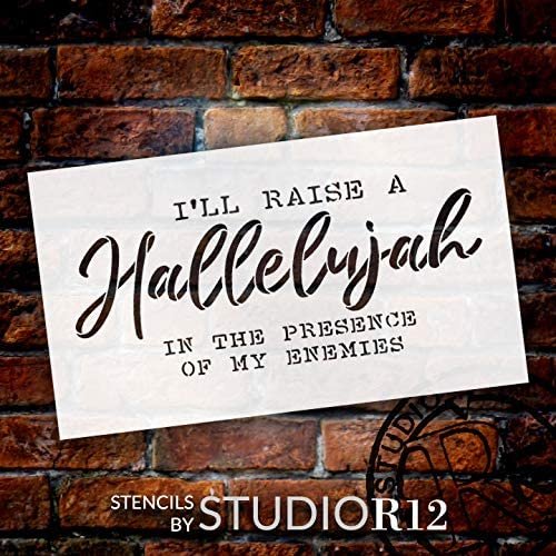 Raise a Hallelujah Stencil by StudioR12 | DIY Christian Faith Home Decor | Craft & Paint Wood Sign | Reusable Mylar Template | Hopeful Worship Praise Song Gift | Select Size