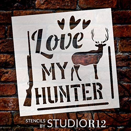 Antlers & Heart Stencil - Reusable Stencils for Painting - Mylar Stencil  for DIY Projects and Crafts