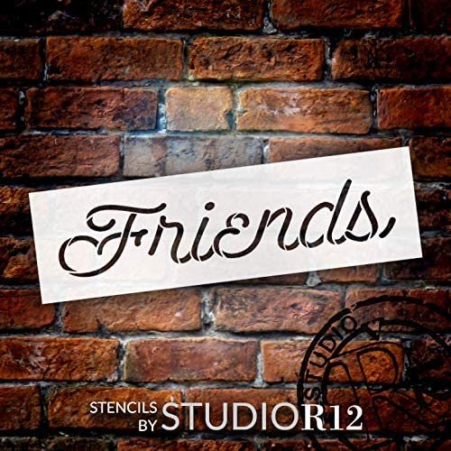 Friends Cursive Script Stencil by StudioR12 | DIY Dainty Family Home Decor Gift | Craft & Paint Wood Sign | Reusable Mylar Word Template | Select Size