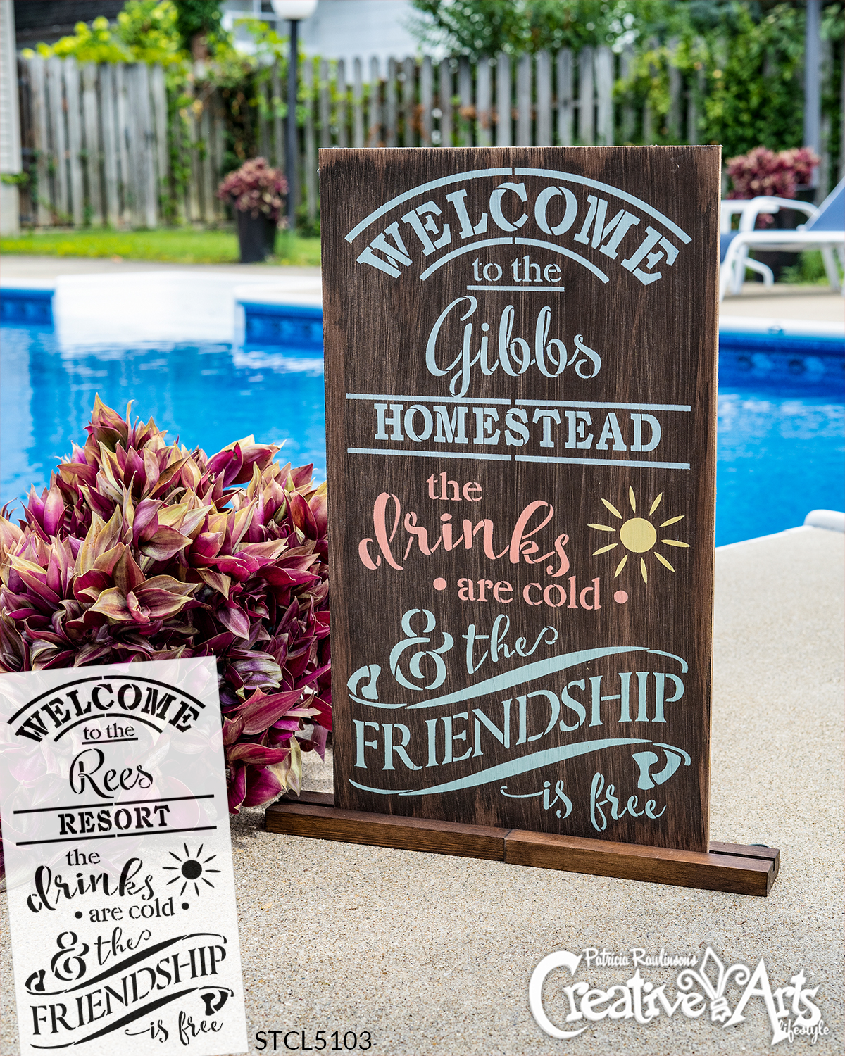 Welcome to the Resort Personalized Stencil by StudioR12 | DIY Friend Home Decor | Craft & Paint Wood Signs Reusable Mylar Template | (12 x 21 INCHES)