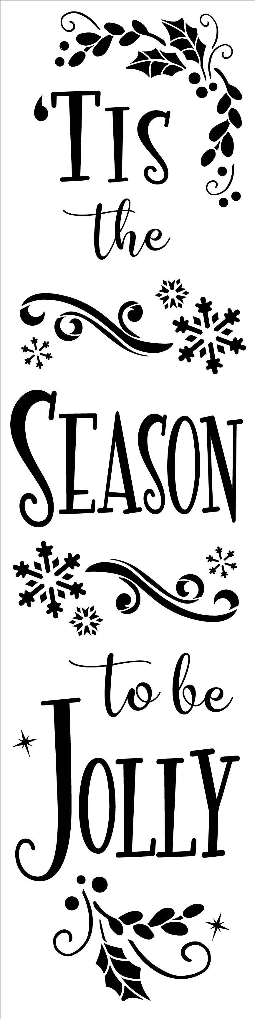 Tis The Season - Be Jolly 2-Part Stencil by StudioR12 | DIY Christmas Home Decor Gift | Craft & Paint Wood Sign | Reusable Mylar Template | 1 x 4 FEET