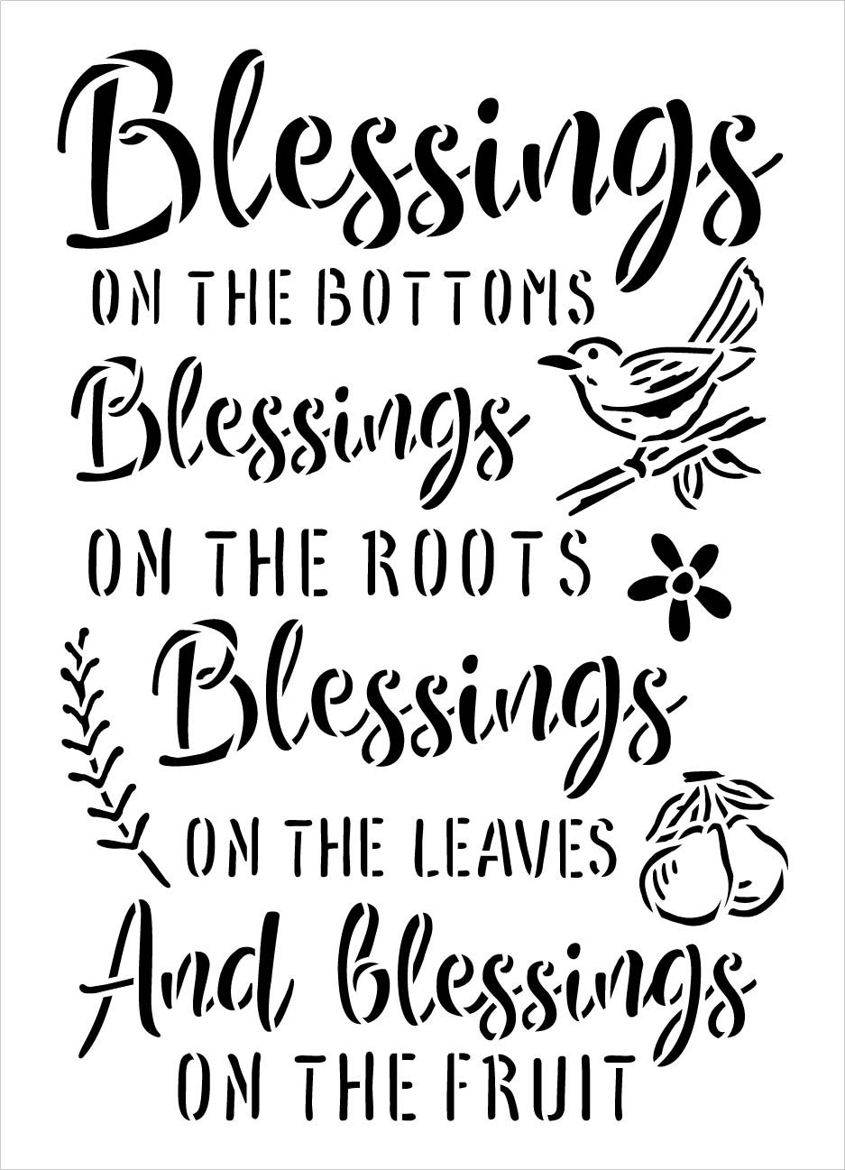 Mealtime Blessings Script Stencil by StudioR12 | DIY Faith Quote Dining Room & Home Decor | Craft & Paint Wood Signs | Select Size