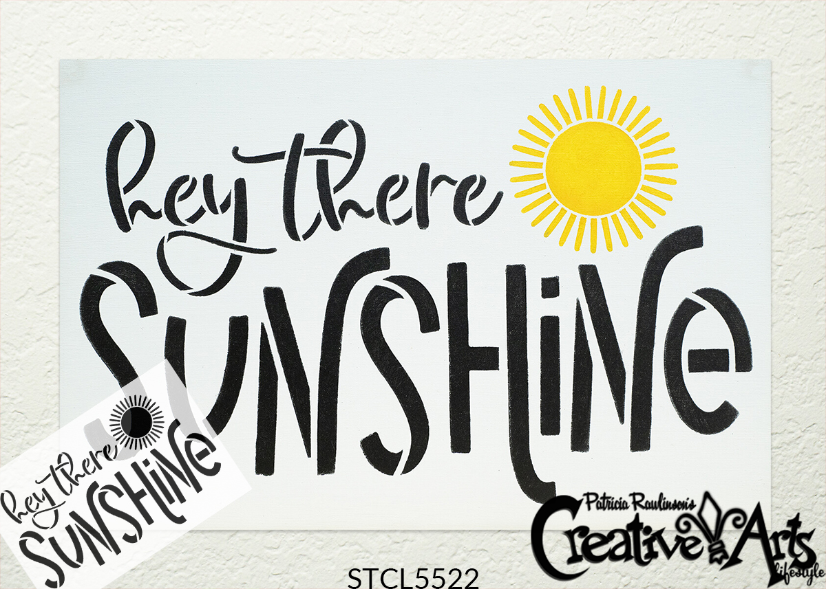 Hey There Sunshine Stencil by StudioR12 | DIY Farmhouse Welcome Doormat | Craft Home Decor | Country Script Word Art | Select Size