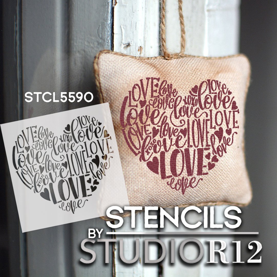 Love Heart Stencil by StudioR12  DIY Valentine's Day Home Decor