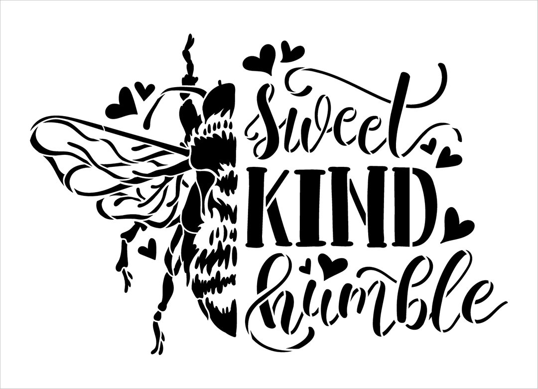Bee Sweet, Kind, & Humble Stencil by StudioR12 | DIY Inspirational Farmhouse Home Decor | Craft & Paint Wood Signs | Select Size