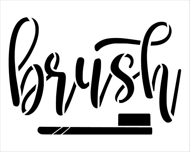 Brush Script Stencil with Toothbrush by StudioR12 | DIY Home & Bathroom Decor | Craft & Paint Farmhouse Wood Signs | Select Size