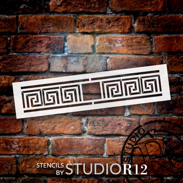 Meander Square Spiral Pattern Stencil by StudioR12 | DIY Greek Key Border Home Decor | Craft & Paint Wood Sign | Reusable Mylar Template | Select Size