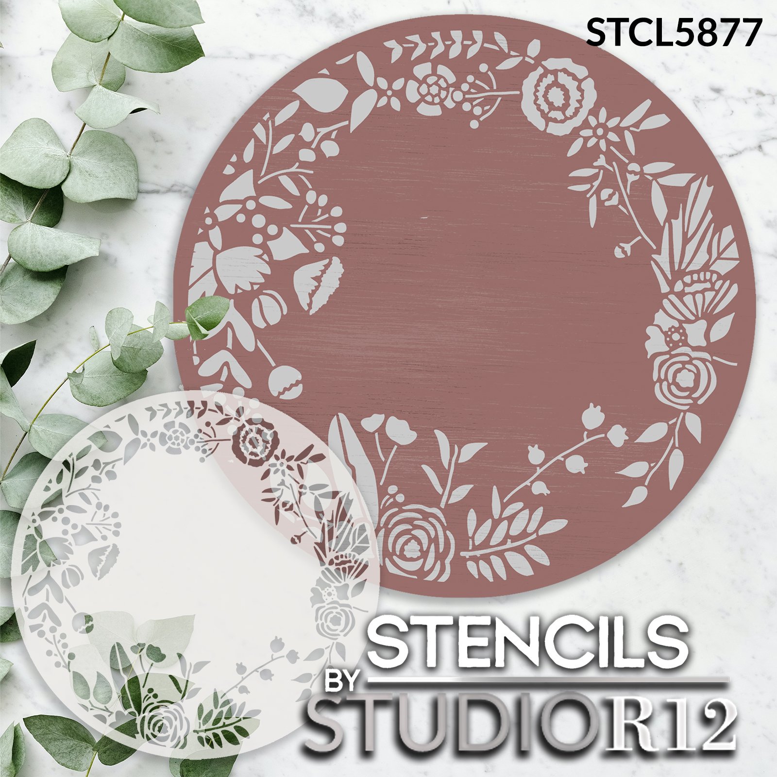 Geometric Circle Rose Monogram Frame Stencil by StudioR12 - Select Size -  USA MADE - Craft DIY Modern Home Decor