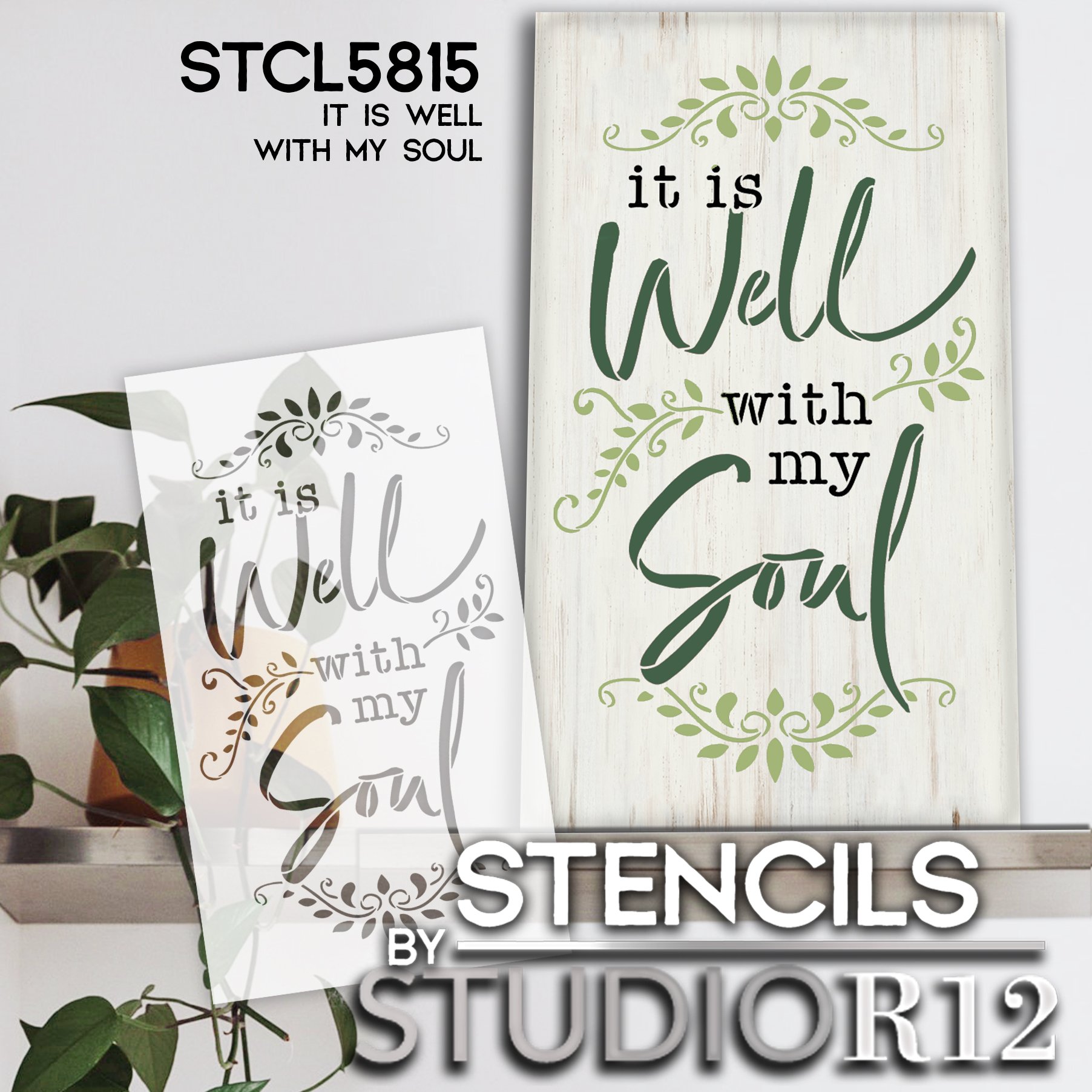 It is Well with My Soul Stencil by StudioR12 | DIY Gospel Hymn Home Decor | Craft & Paint Song Quote Wood Sign | Reusable Mylar Template | Select Size