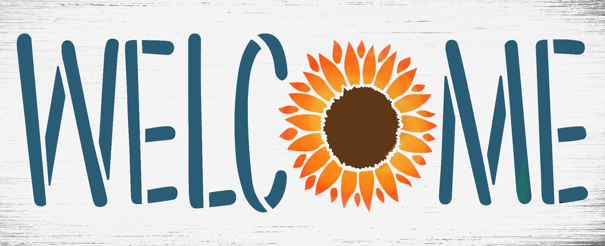 Welcome Sunflower Stencil by StudioR12 | DIY Summer Garden Greeting Home Decor | Craft & Paint Porch Wood Sign | Reusable Mylar Template | Select Size