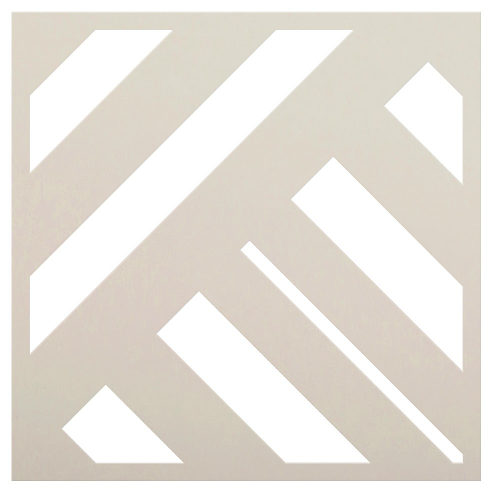 Geometric Stripe Diamond Tile Stencil by StudioR12 | DIY Kitchen Backsplash | Reusable Quarter Pattern for Floor & Wall | Select Size