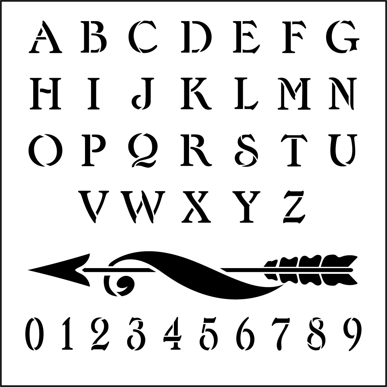 Alphabet Stencil - Reusable Stencil- Western Shadow Font -A-Z Letters- 8  Sizes Available- UPPER CASE alphabet- Superior Stencils