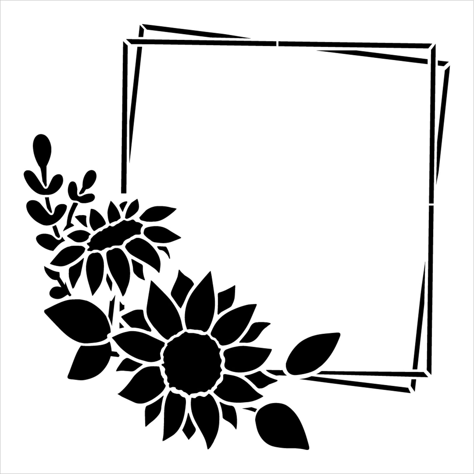 Square Geometric Sunflower Monogram Frame Stencil by StudioR12 - Select Size - USA MADE - Craft DIY Modern Home Decor | Paint Minimalist Wood Sign