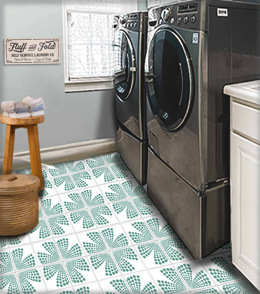 Dot Flower Tile Stencil by StudioR12 | Reusable Quarter Pattern & Bathroom Walls & Floors | DIY Kitchen Backsplash | Select Size