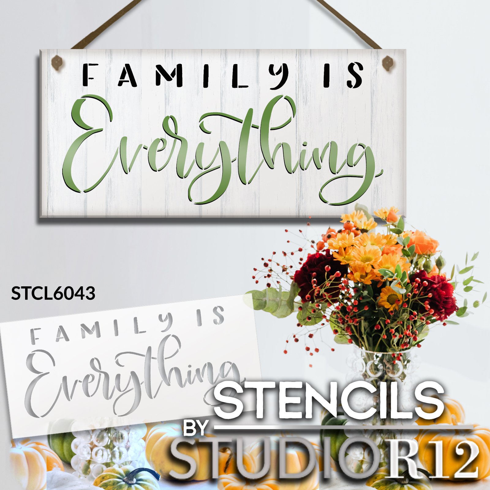 Family is Everything Stencil by StudioR12 | Craft DIY Farmhouse Home Decor | Paint Wood Sign | Reusable Mylar Template | Select Size