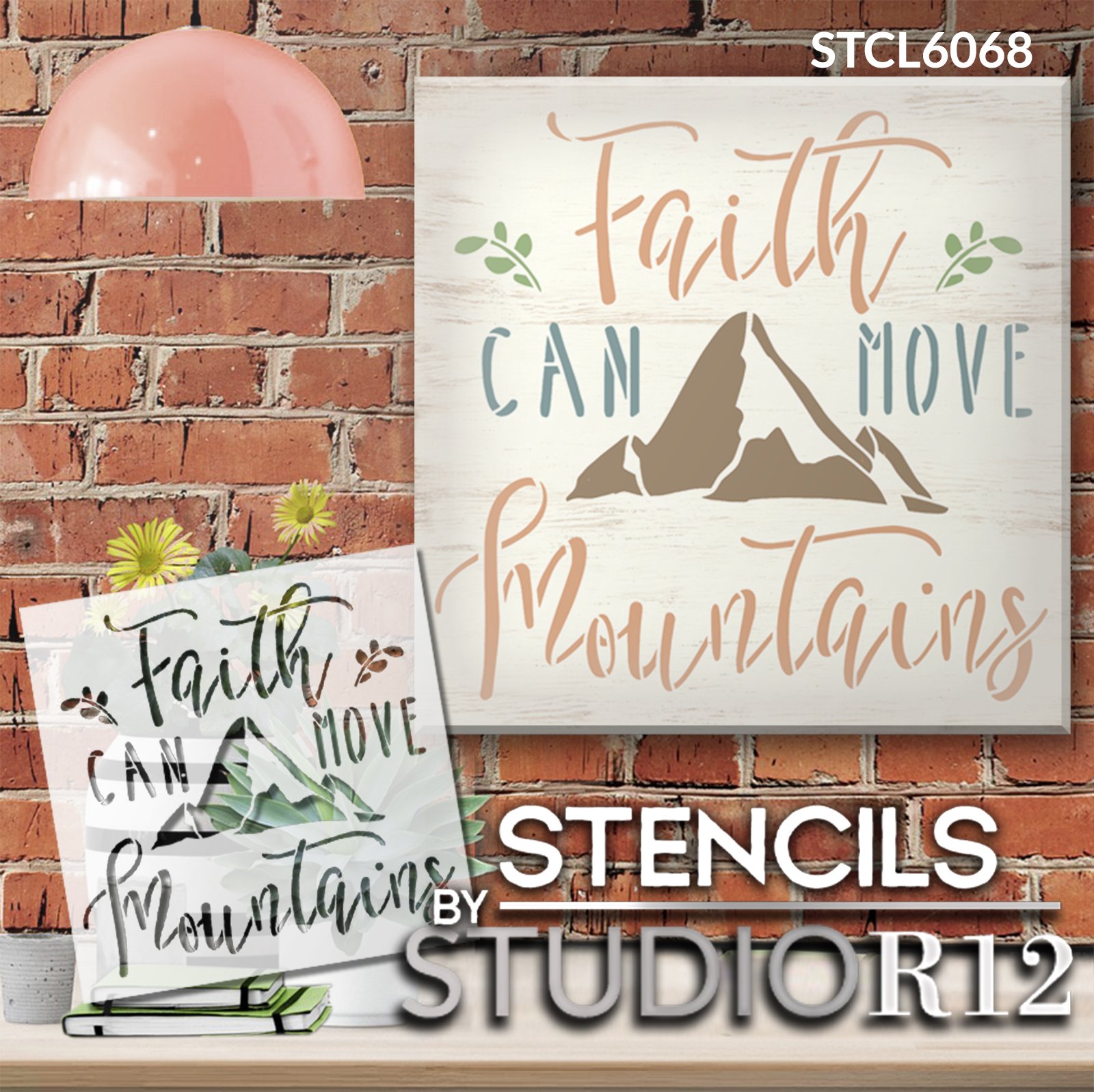 Faith Can Move Mountains Stencil by StudioR12 | Craft DIY Inspirational Home Decor | Paint Wood Sign | Reusable Mylar Template | Select Size