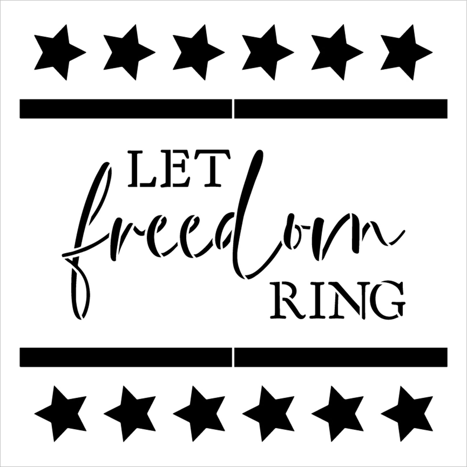 Let Freedom Ring with Stars Stencil by StudioR12 | Craft Patriotic DIY Home Decor | Paint Wood Sign for July | Reusable Mylar Template | Select Size