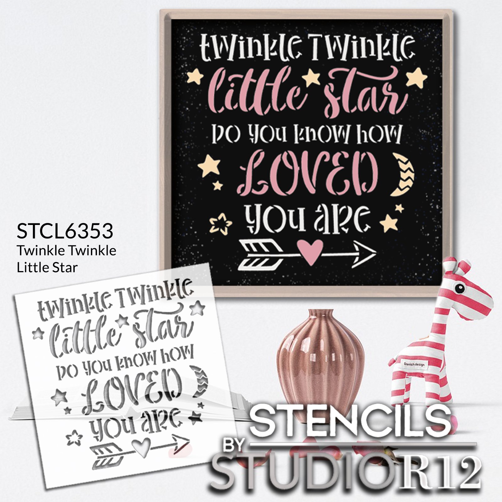 Twinkle Twinkle Little Star Stencil by StudioR12 | Craft DIY Children's Home Decor | Paint Nursery Wood Sign | Reusable Mylar Template | Select Size