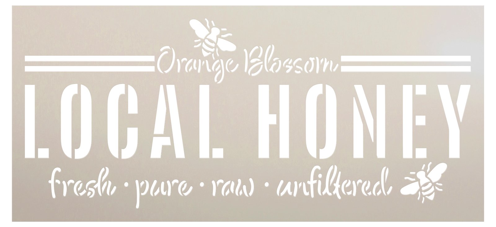 Orange Blossom Local Honey with Bee Stencil by StudioR12 | Beehive, Farmer's Market | Craft DIY Living Room Decor | Easy Painting Ideas | Select Size