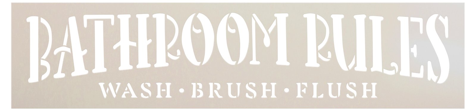 Bathroom Rules Stencil by StudioR12 | Wash Brush Flush | Craft DIY Jumbo Farmhouse Bathroom Wall Decor | Paint Extra Large Wood Signs | Select Size