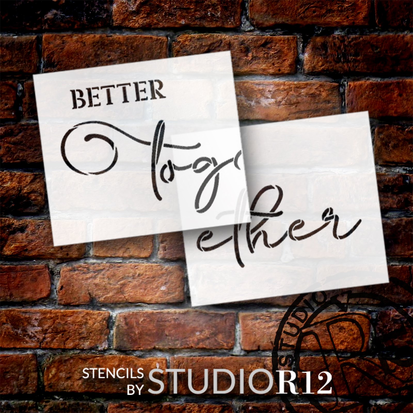 Better Together Script Stencil for Painting by StudioR12 | Craft DIY Jumbo Home & Living Room Decor | Paint Oversized Wood Signs | Select Size