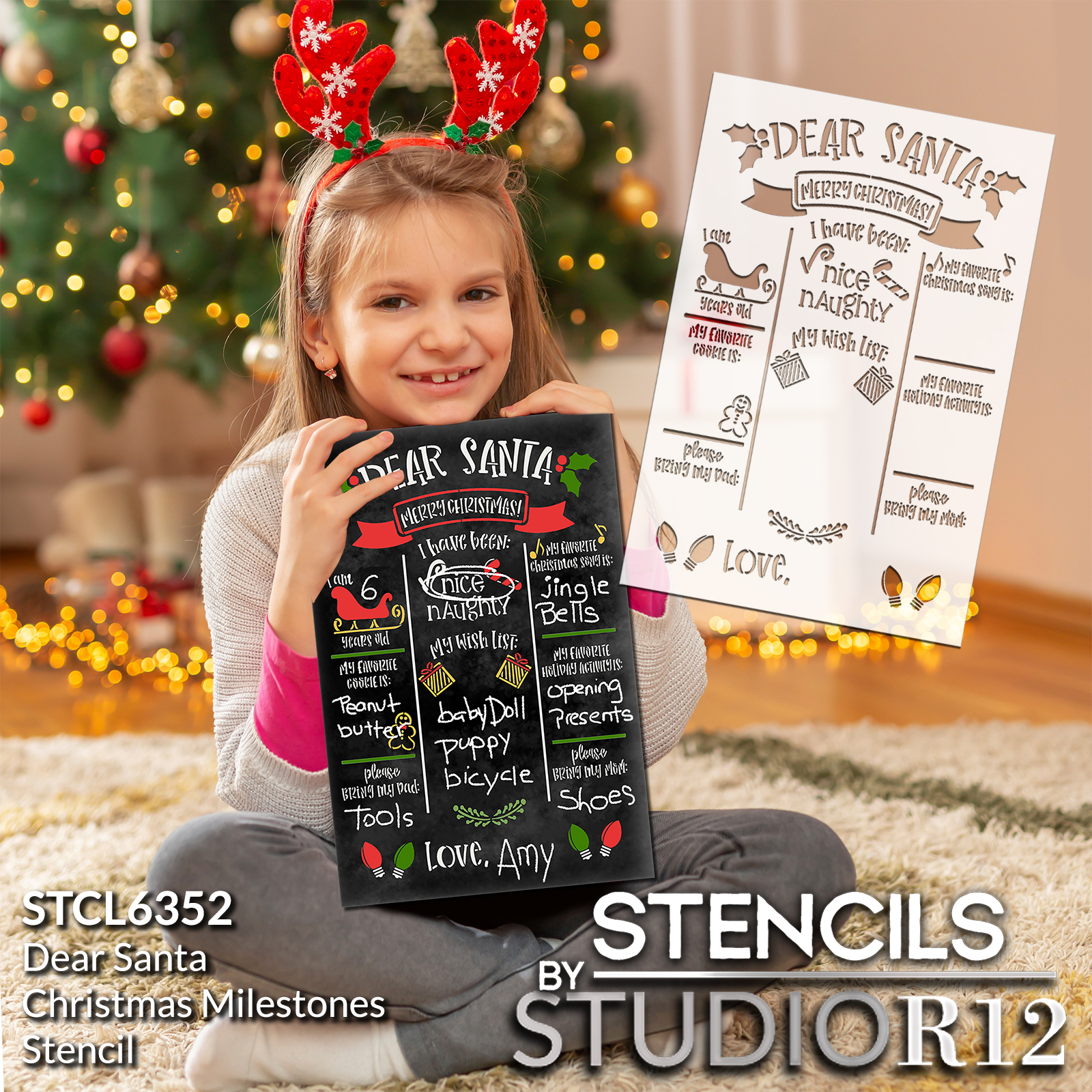Merry Christmas Stencil by StudioR12  Elegant Christmas Word Art - Me –  StudioR12 Stencils