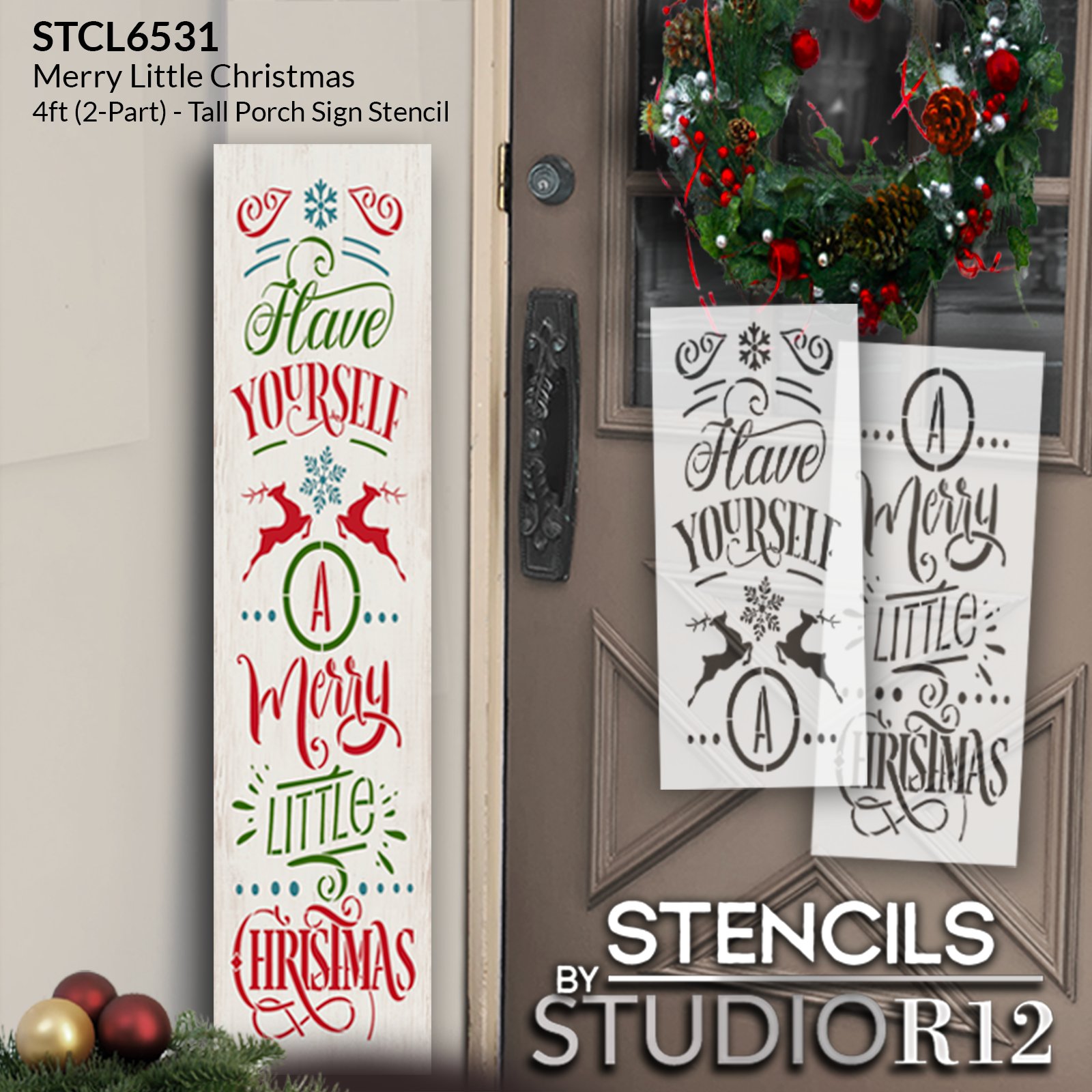 Merry Christmas Stencil by StudioR12  Elegant Christmas Word Art - Me –  StudioR12 Stencils