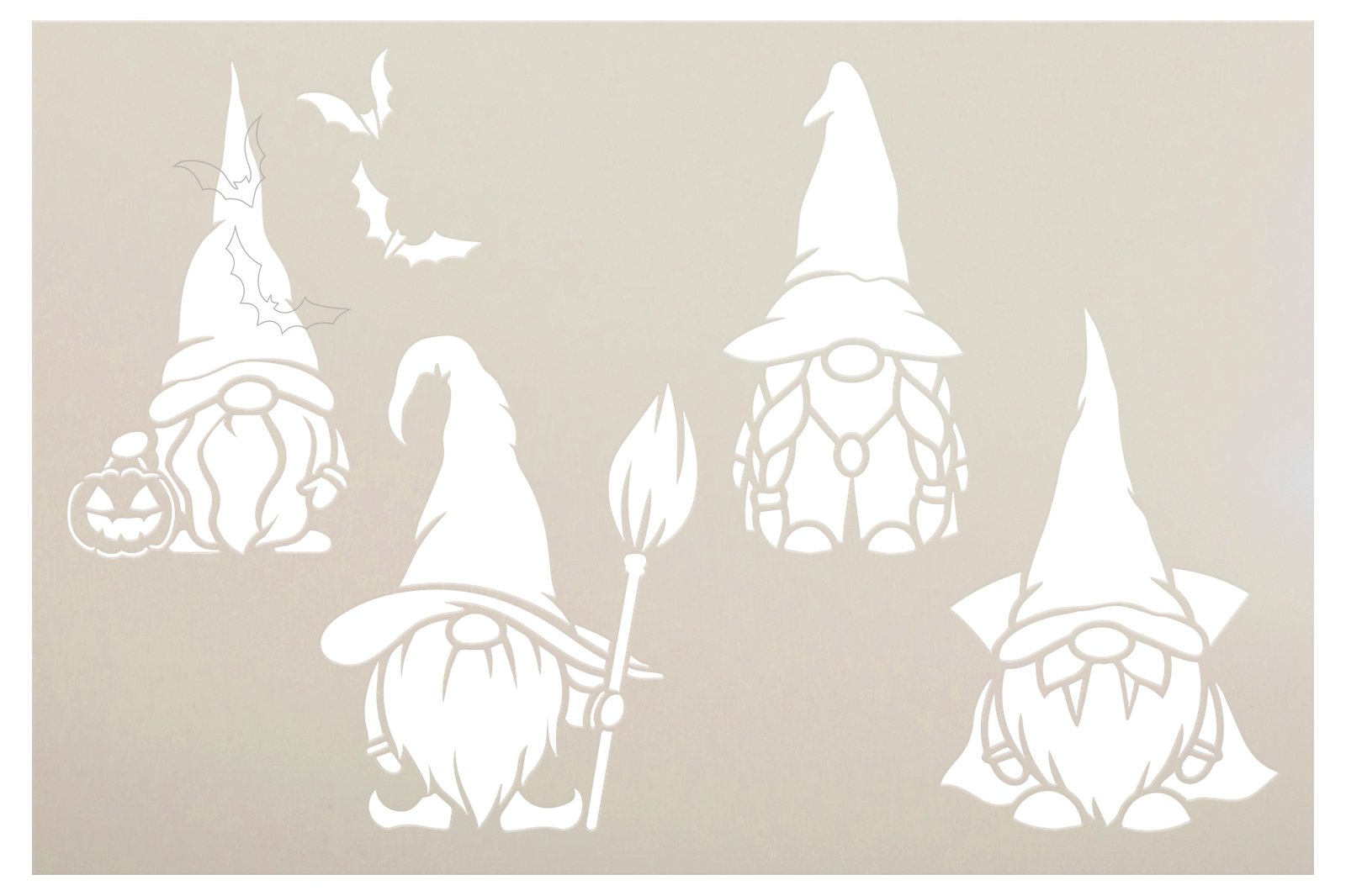 Witch & Vampire Halloween Gnomes Stencil by StudioR12 - Select Size - USA Made - Craft DIY Autumn Home Decor | Paint Fall Porch Wood Sign - Pallet