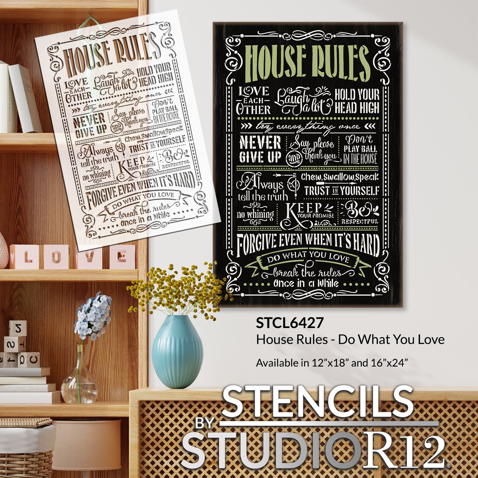 House Rules - Do What You Love Stencil by StudioR12 - Select Size ...
