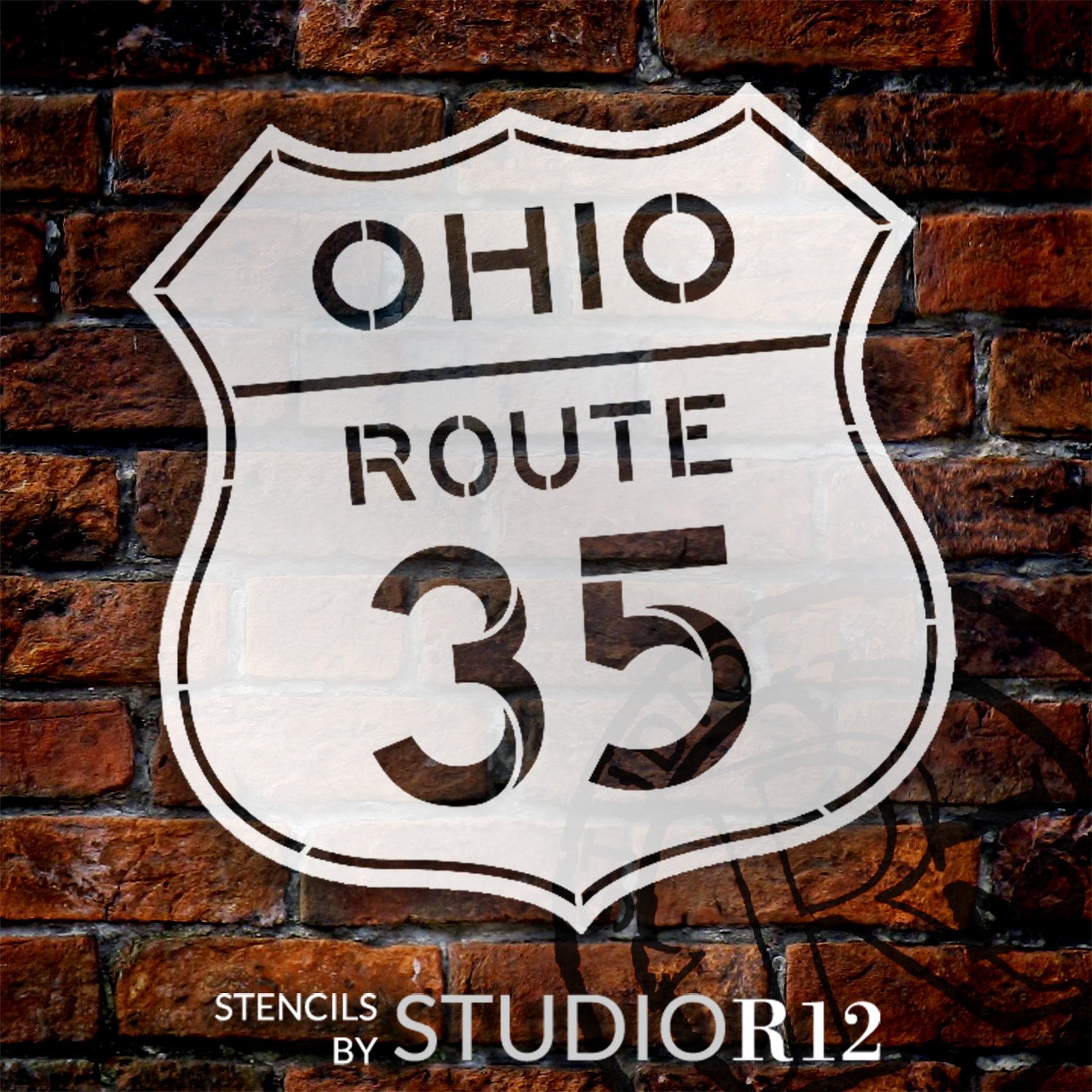 Personalized Route 66 Sign Stencil by StudioR12 - Select Size - USA Made - DIY Vintage Highway Garage Decor | Paint Rustic Road Signs for Man Cave