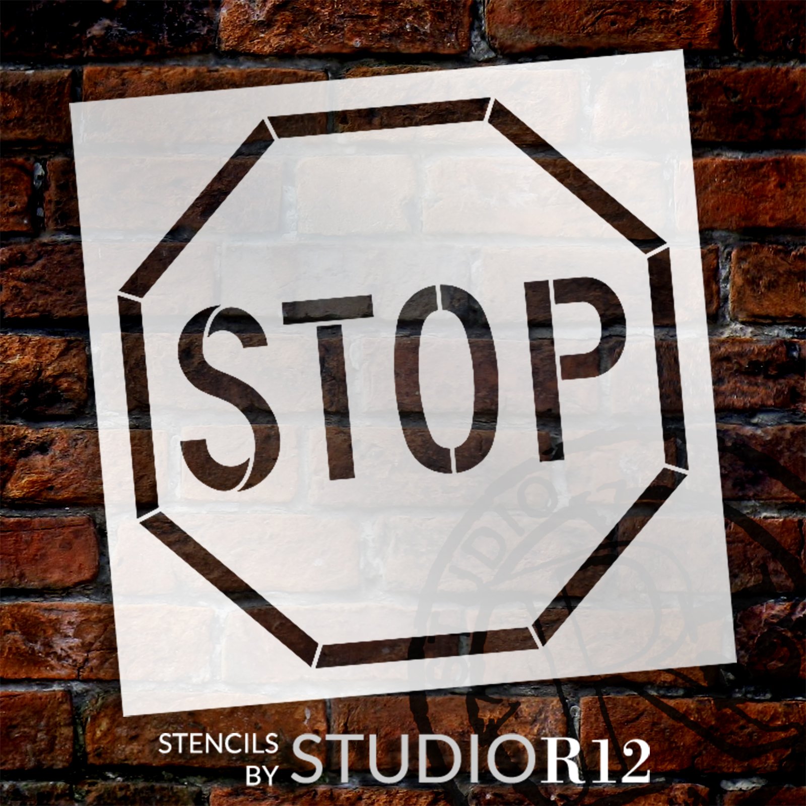 Stop Sign Stencil by StudioR12 - Select Size - USA Made - Paint Garage & Workshop Wall Signs for Man Cave | Craft DIY Road Sign for Car Theme Decor