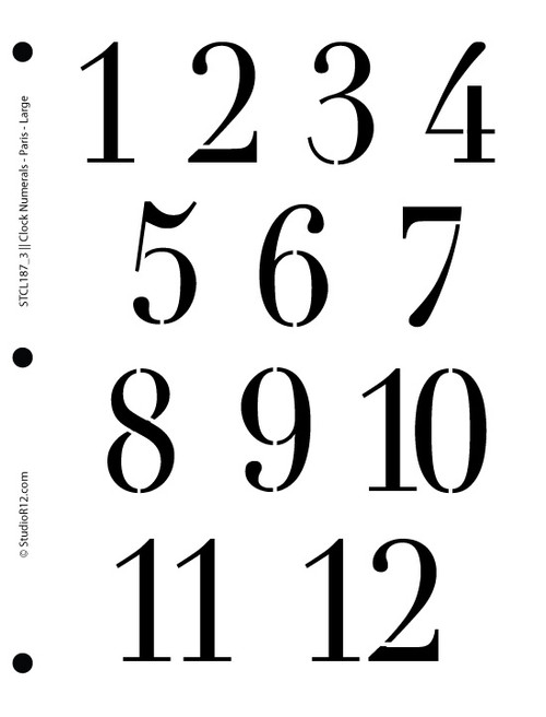 Clock Numerals Stencil - Paris Large