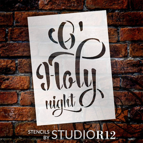 O Holy Night Elegant Stencil by StudioR12 | DIY Farmhouse Christmas Star  Home Decor | Craft & Paint Wood Sign | Reusable Mylar Template | Select Size