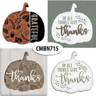 Fall Pumpkin Project Set with Leaf Pattern by StudioR12 - USA Made - DIY Grateful Thanksgiving Home Decor - In All Things Word Art - CMBN715