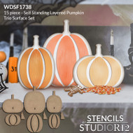 Layered Pumpkin Trio Self Standing Surface by StudioR12 - Ready to Paint Unfinished Pumpkin Wood Cutout - DIY Seasonal Fall Decor - WDSF1738