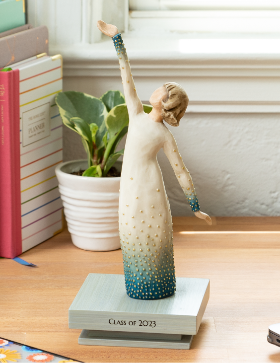Square shelf with tall figure