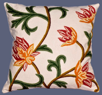 Kashmiri Ethnic "Aari" Embroidered Crewel Pillow Cushion Cover, Multicolor #CW205
