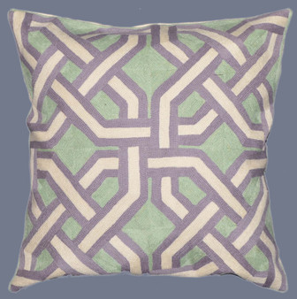 Crewel Hand Embroidered Throw Pillow Cushion Cover, Multicolor #CW-1103