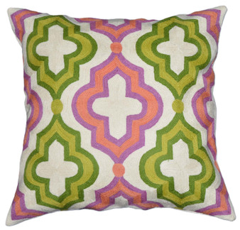 Crewel Embroidered Pillow Cushion Cover, Multicolor #CW-1104