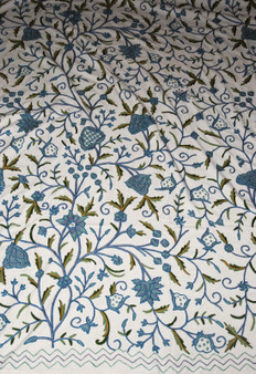 Crewel Cotton Bedspread "Tree of Life", Blue and Green #DDR1112