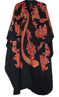 Ethnic Kashmiri Embroidered Woolen Coat Shrug Black, Multicolor #AO-163