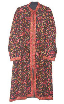 Kashmiri "Aari" Embroidered Woolen Coat Black, Multicolor #AO-129