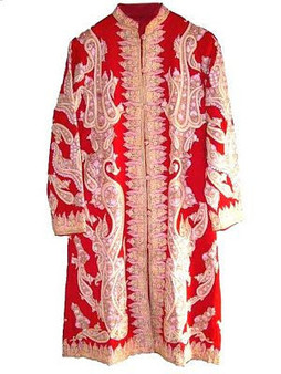 Ethnic Kashmiri Embroidered Woolen Coat Rust, Multicolor #AO-119