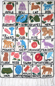 Kids Crewel Wool Nursery Area Rug ABC Rug, Multicolor 2x3 feet #CWR6130