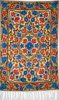 Crewel Hand Embroidered Chainstitch Tapestry Rug, Multicolor 2 x 3 ft #CWR6120
