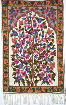 Ethnic Kashmiri Chainstitch Tapestry Rug "Tree of Life", Multicolor 2x3 ft #CWR6114
