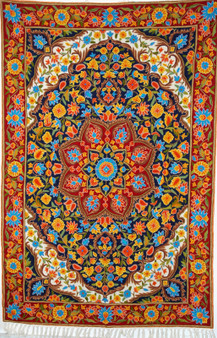 Ethnic Embroidered Chainstitch Tapestry Rug, Multicolor 6x4 ft #CWR24111