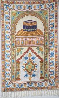 Kashmir Silk Tapestry Area Rug, Multicolor Embroidered 2.4x3.5 feet #CWR81602