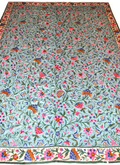 Kashmiri "Jalakdozi" Chainstitch Tapestry Rug "Tree of Life", Multicolor 9x12 ft #CWR108112