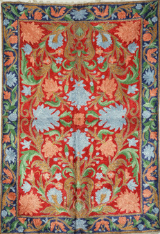 Hand Embroidered Crewel Wool Rug, Multicolor 2x3 ft #CWR6201